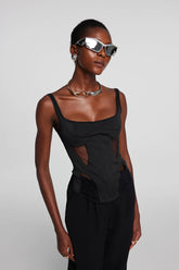 Chana Korse File Transparan Üst Siyah